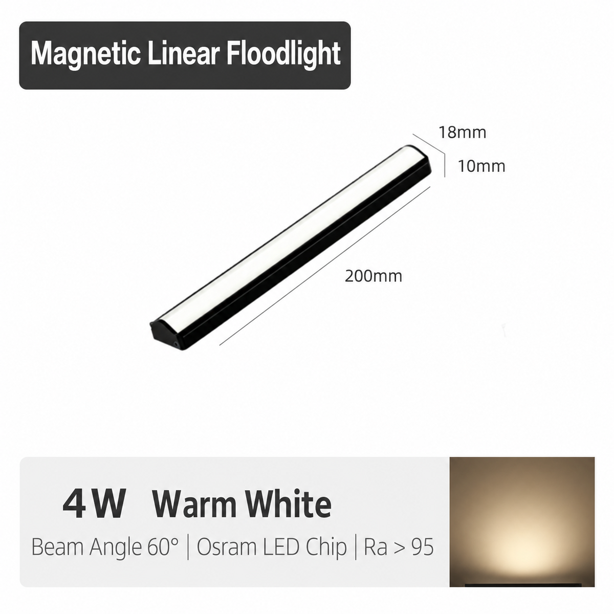 4W 200mm Mini Magnetic Floodlight Bar