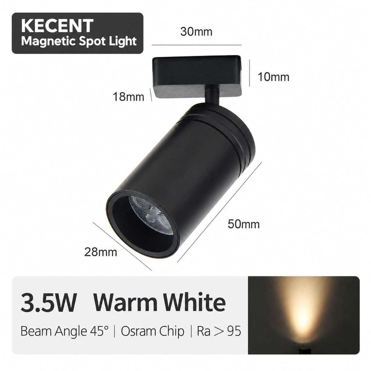 3.5W Adjustable Mini Magnetic Spotlight