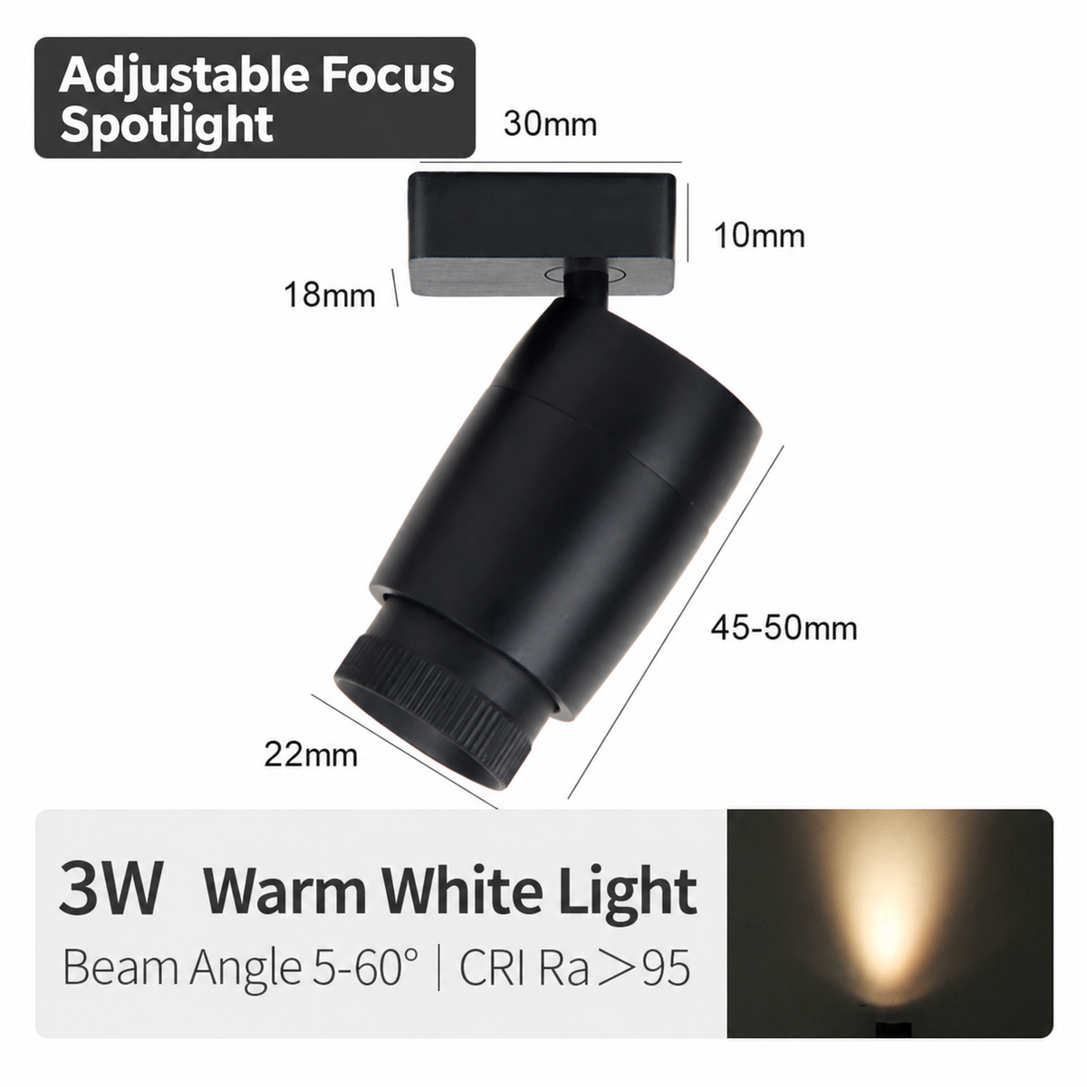3W Zoomable Mini Magnetic Spotlight