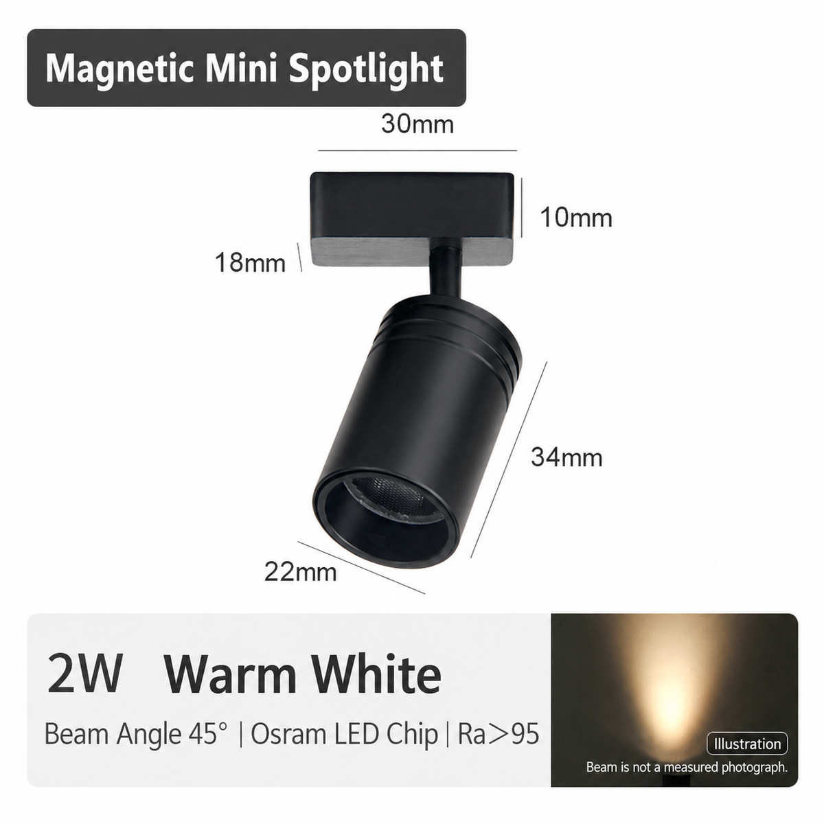 2W Adjustable Mini Magnetic Spotlight