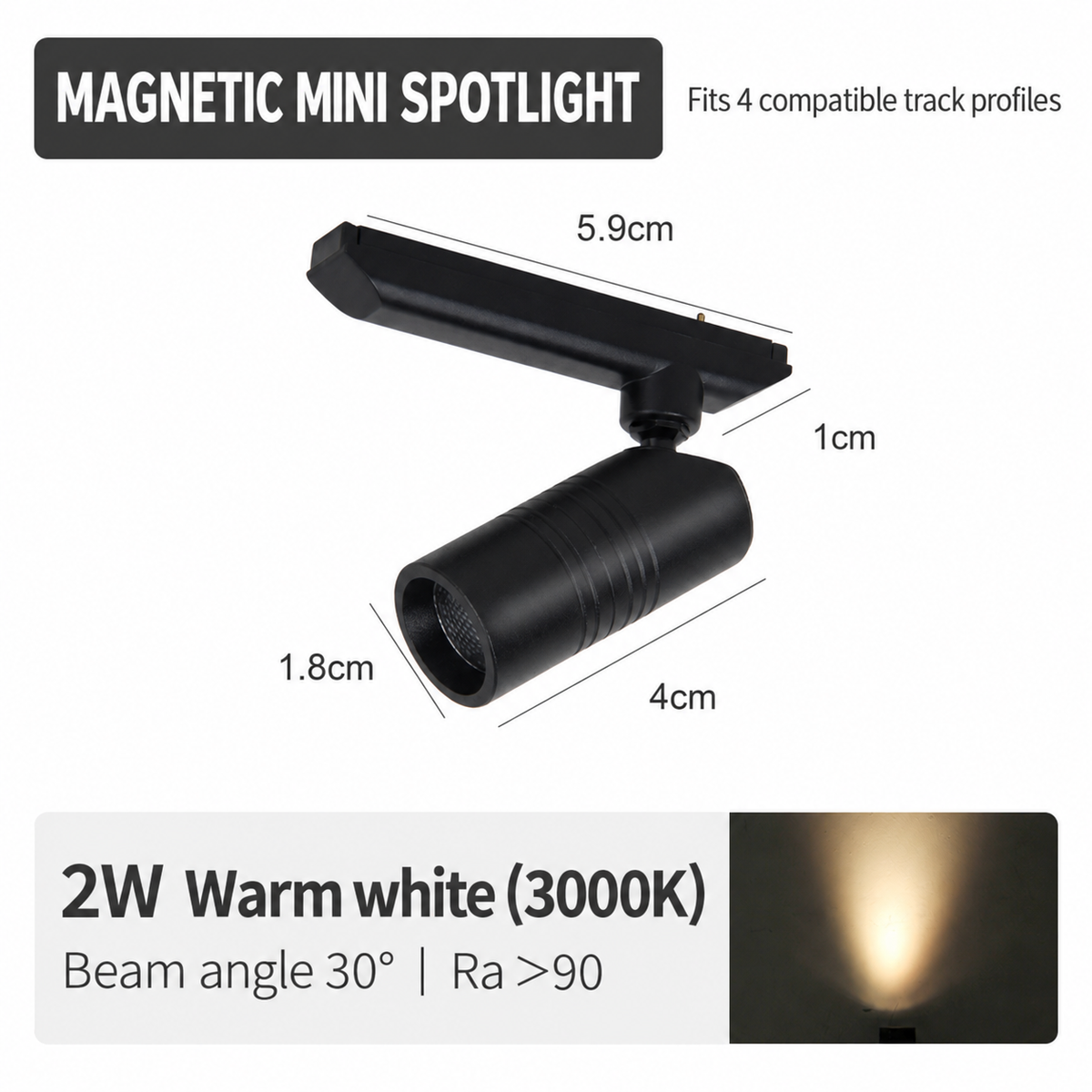2W Single Head Mini Magnetic Spotlight