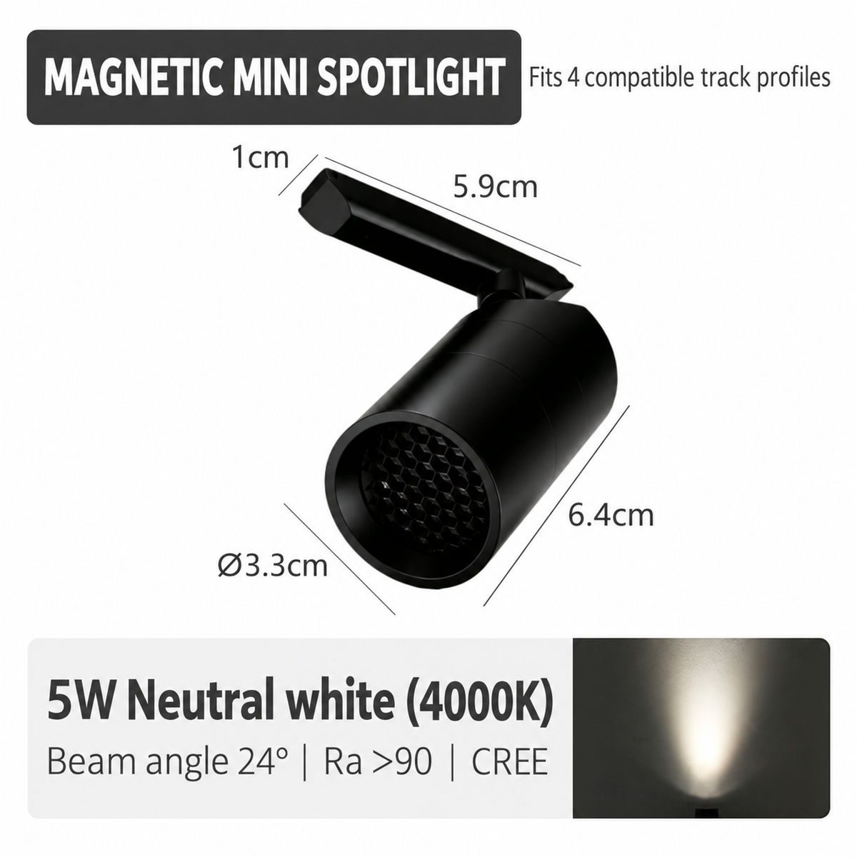 5W Single Head Mini Magnetic Spotlight